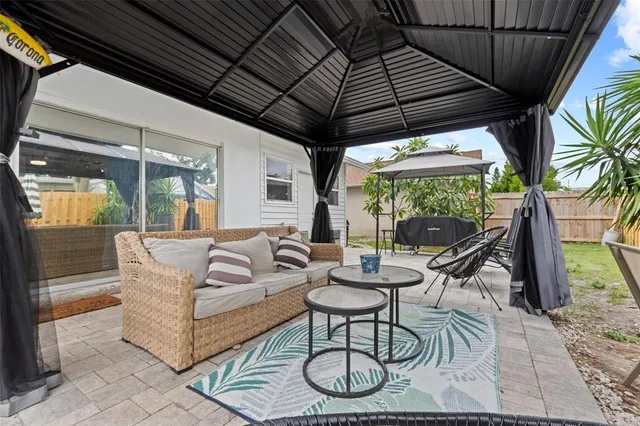 a view of a play ground with a swimming pool