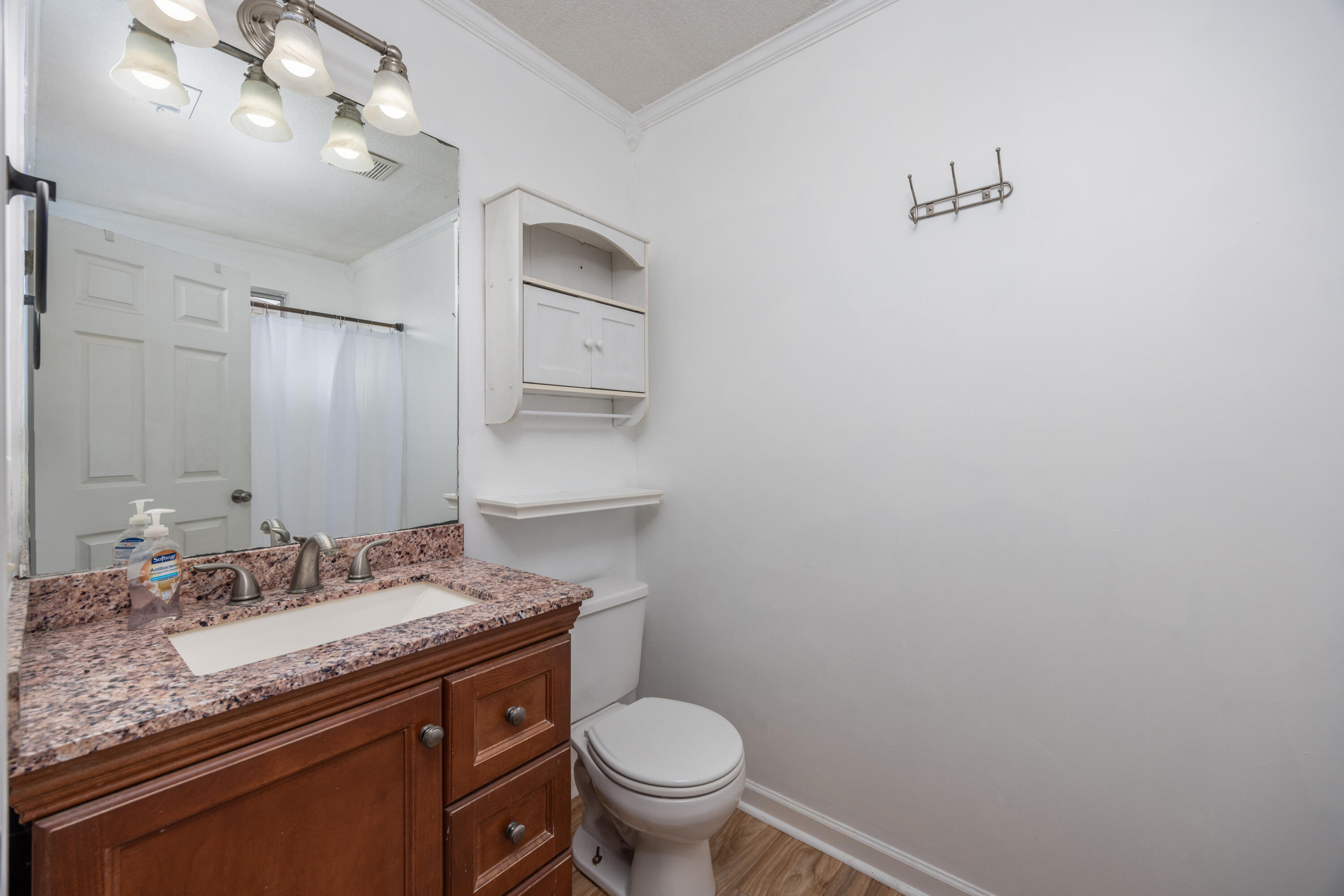39 Pine Ridge Trace Destin, FL 32541 - Photo 15 of 42 a bathroom with a granite countertop sink a toilet and a mirror