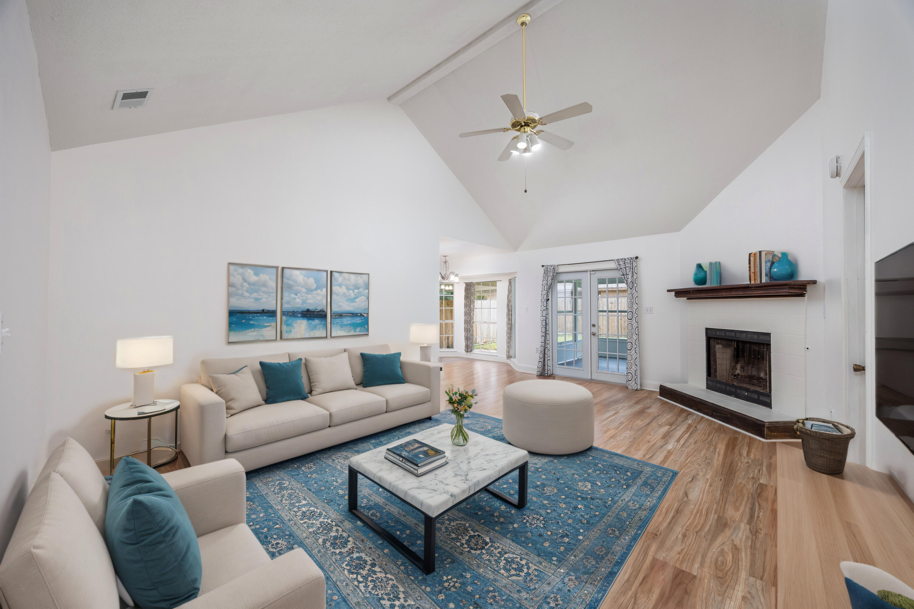 39 Pine Ridge Trace Destin, FL 32541 - Photo 4 of 42 a living room with furniture and a fireplace