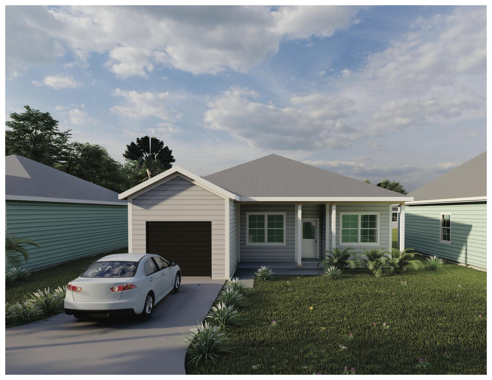 a car parked in front of a house