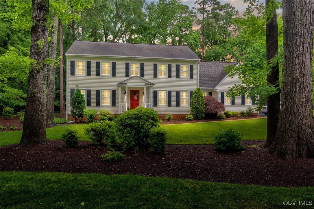 5911 Waters Edge Road Midlothian, VA 23112 - Photo 2 of 50 Colonial-style house with a chimney, a front yard,