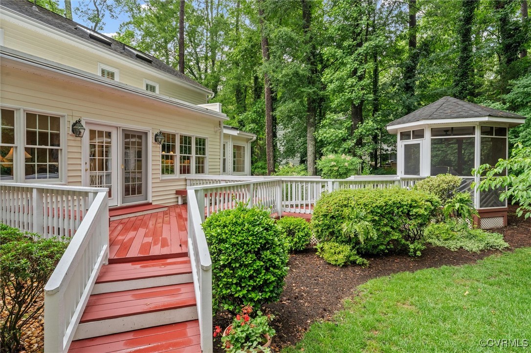 5911 Waters Edge Road Midlothian, VA 23112 - Photo 48 of 50 Wooden terrace with a sunroom and view of scattere