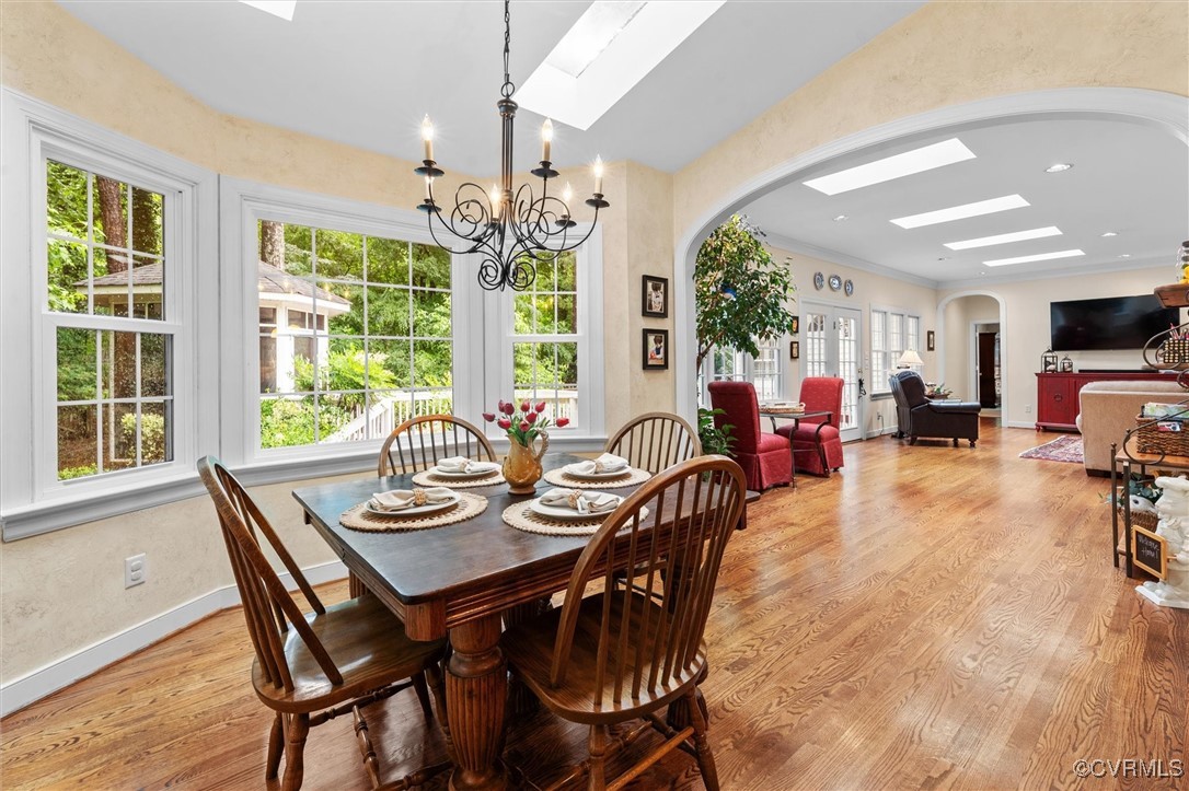 5911 Waters Edge Road Midlothian, VA 23112 - Photo 6 of 50 Dining space with arched walkways, a skylight, ple
