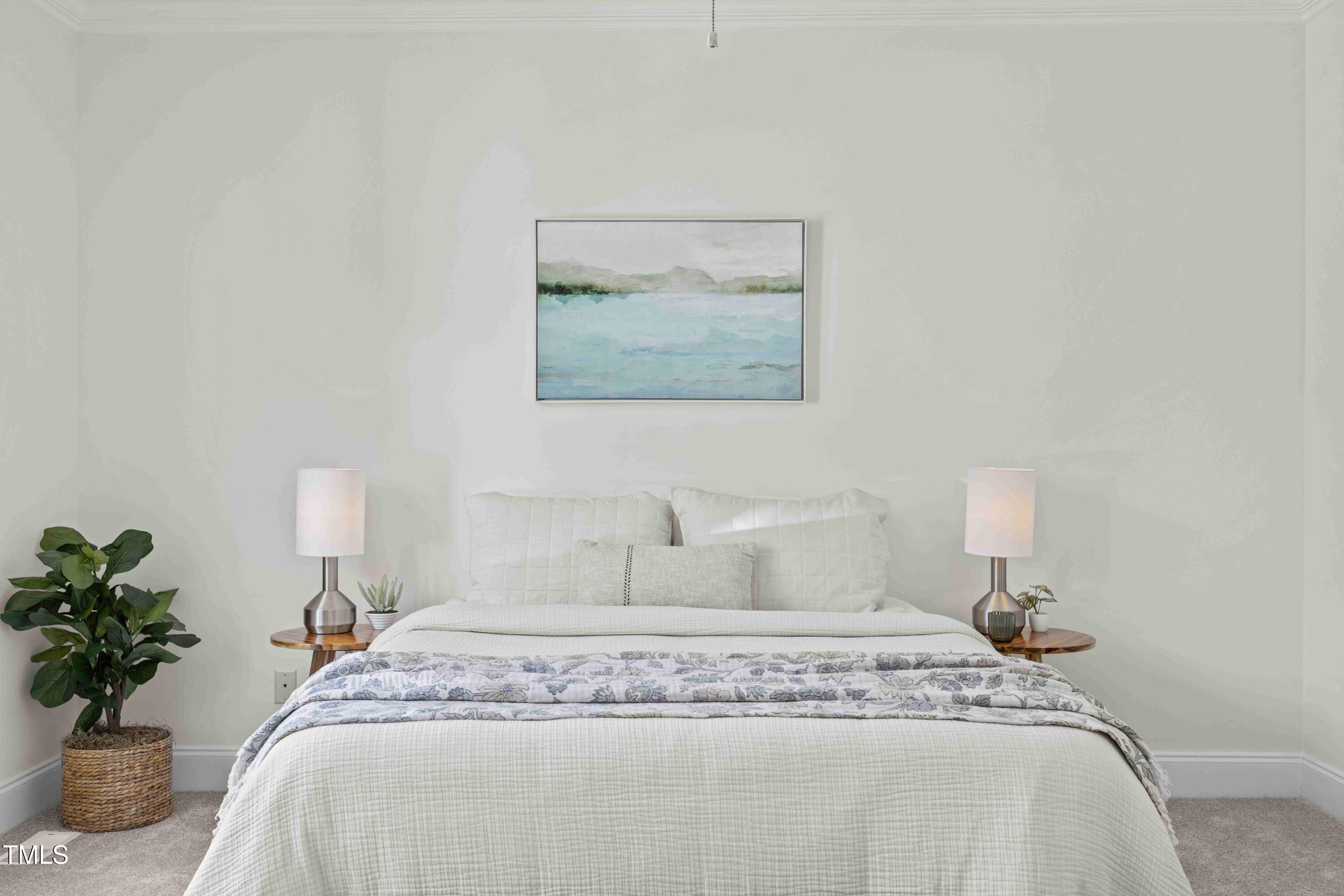 10040 Ward Chapel Hill, NC 27517 - Photo 36 of 56 a bedroom with a bed and a potted plant