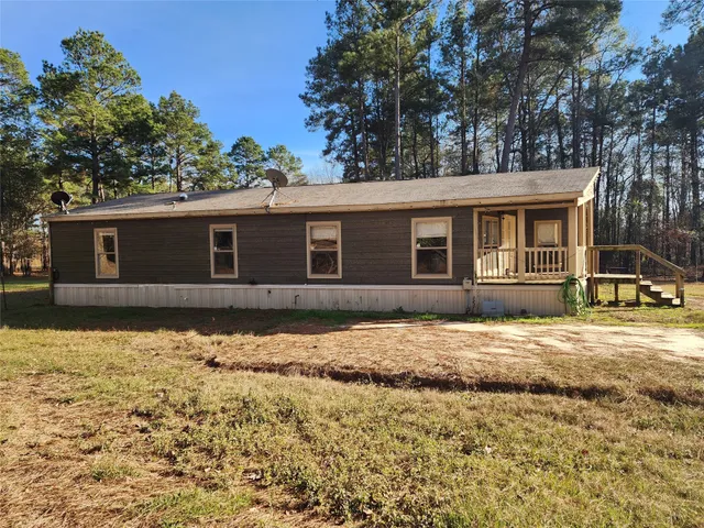 a view of a park with large trees