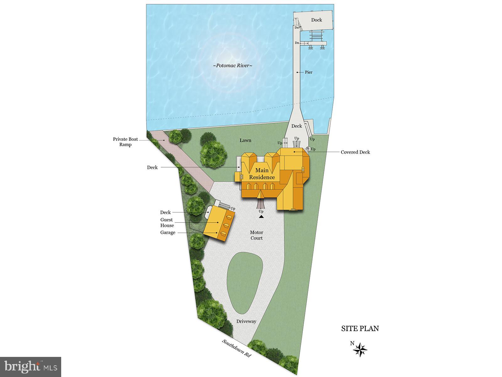 7831 Southdown Road Alexandria, VA 22308 - Photo 47 of 49 Site plan shows deep dock and private boat ramp