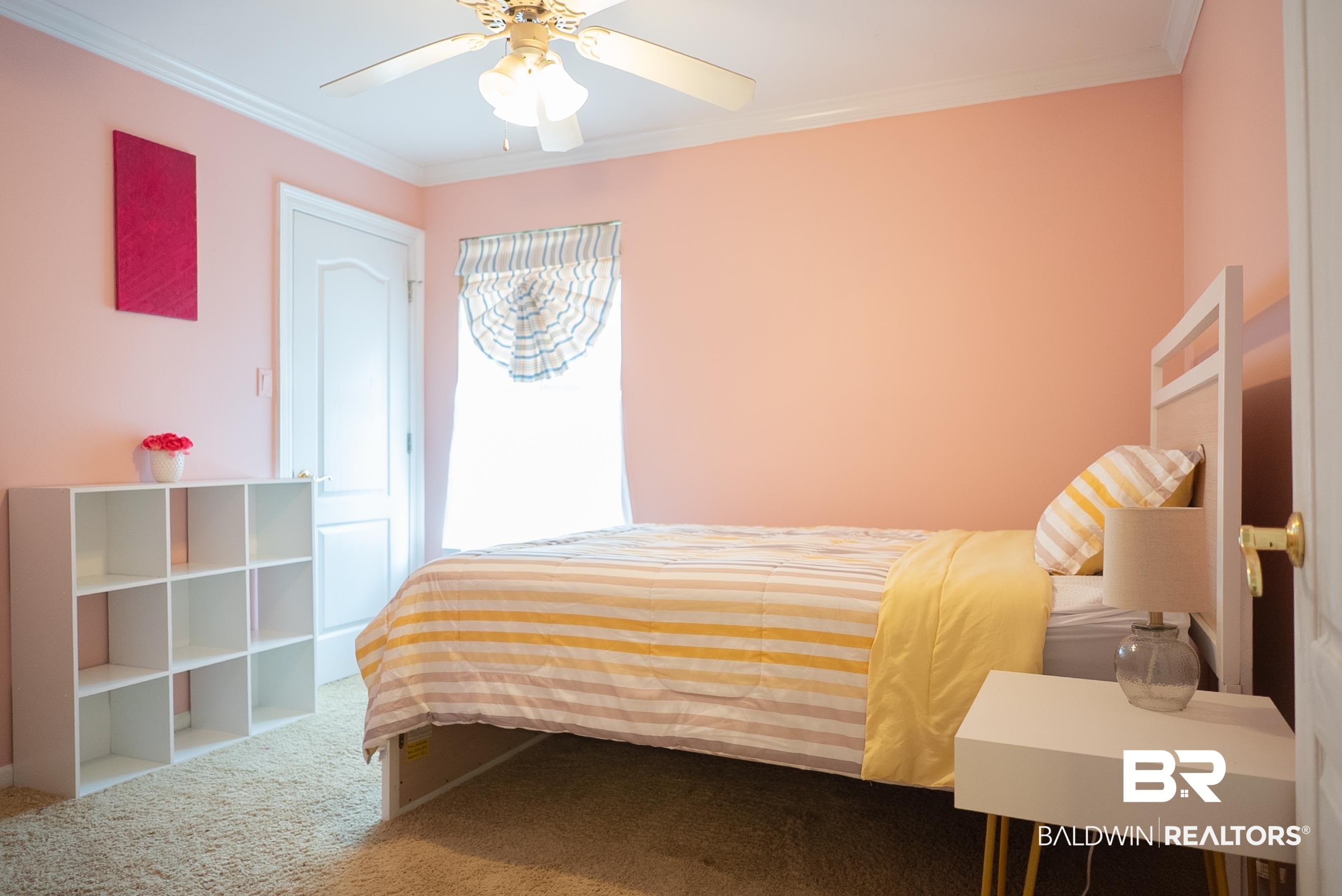 10023 Springfield Court Mobile, AL 36695 - Photo 25 of 50 Bedroom featuring ceiling fan, ornamental molding, and carpet floors