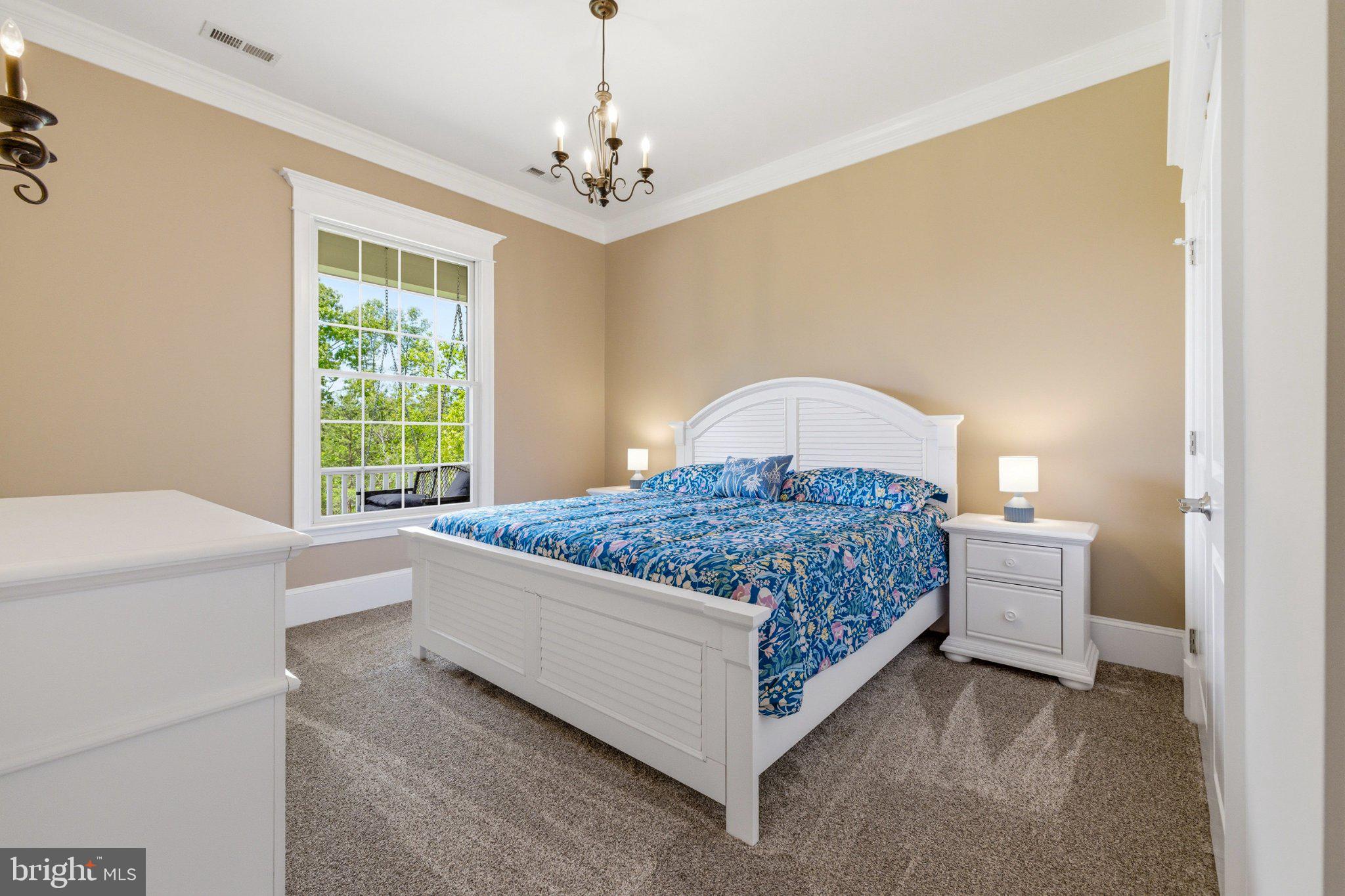 246 Lawsons Farm Circle Ruckersville, VA 22968 - Photo 45 of 130 a bedroom with a bed and a chandelier