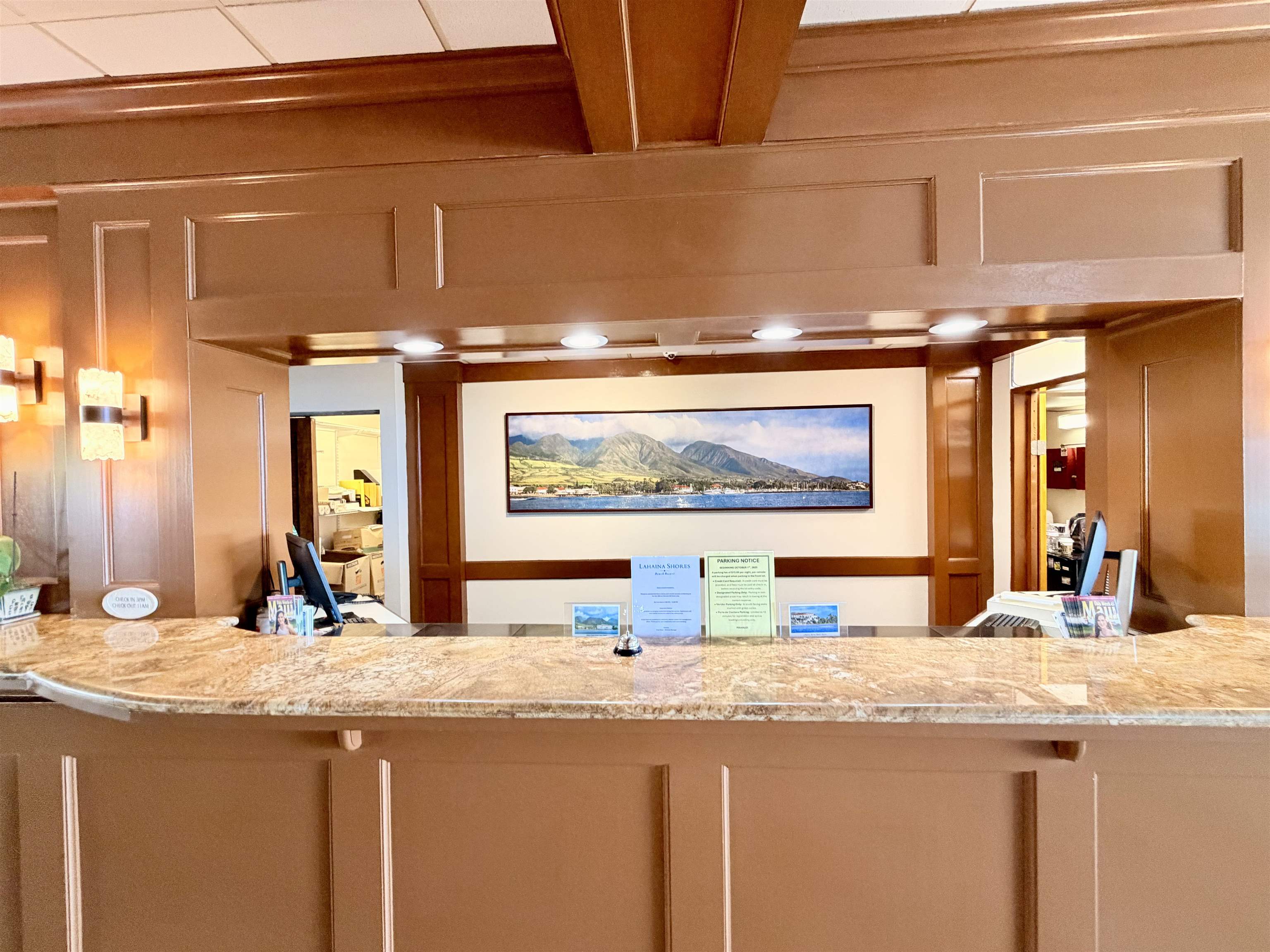 475 Front Street, Unit 320 Lahaina, HI 96761 - Photo 39 of 41 a bathroom with a granite countertop sink and a large mirror