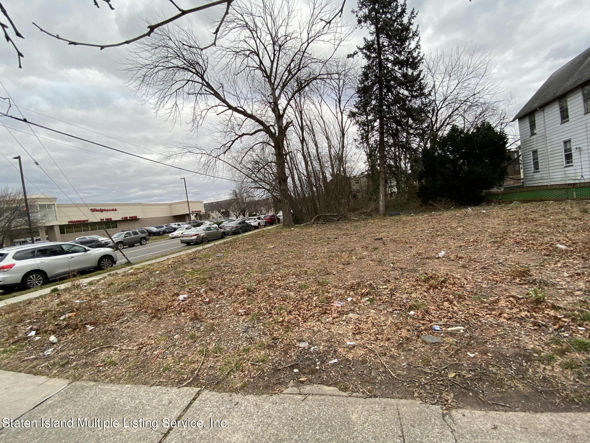 a view of a yard with car parked on the road
