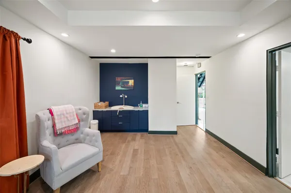 a living room with furniture and a couch