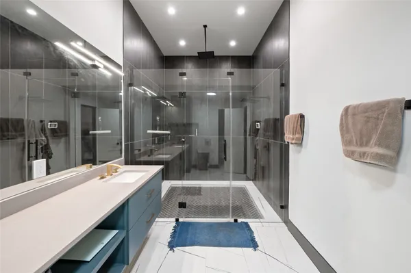 a bathroom with a shower