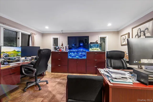 a workspace with furniture and a workspace