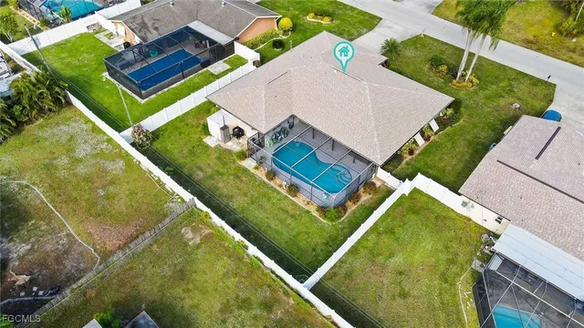 an aerial view of a house