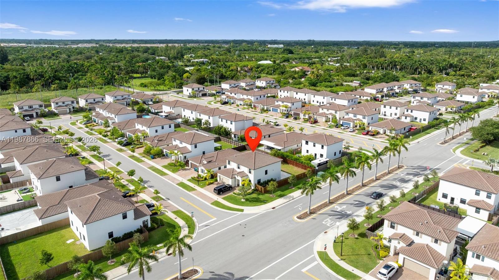 11903 Southwest 241st Street, Unit 11903 Homestead, FL 33032 - Photo 48 of 57 an aerial view of residential houses with outdoor space and trees