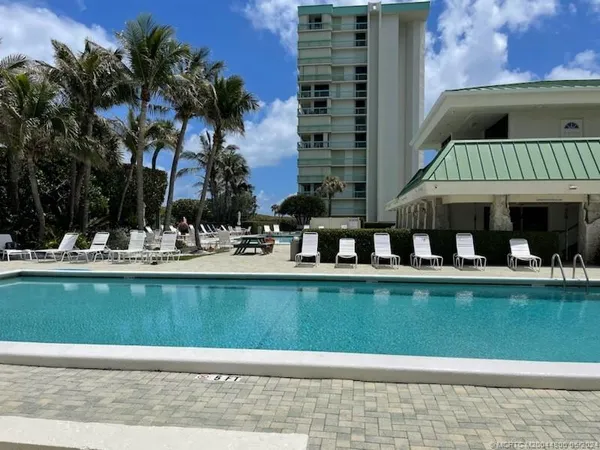 a view of a lake with a city