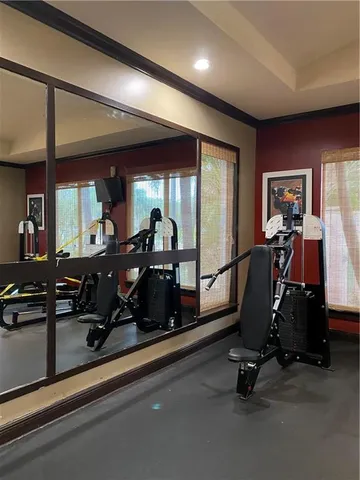 a view of a room with gym equipment