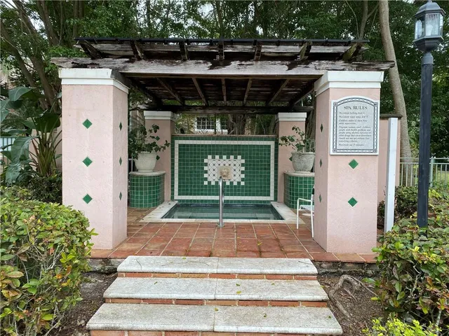 a view of a patio on the roof deck