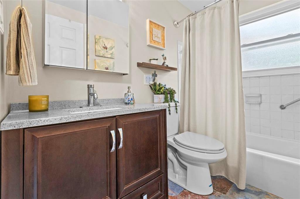 172 North Vireo Drive McKees Rocks, PA 15136 - Photo 23 of 41 a bathroom with a granite countertop sink toilet and shower