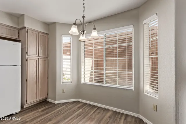 a view of a room with a windows