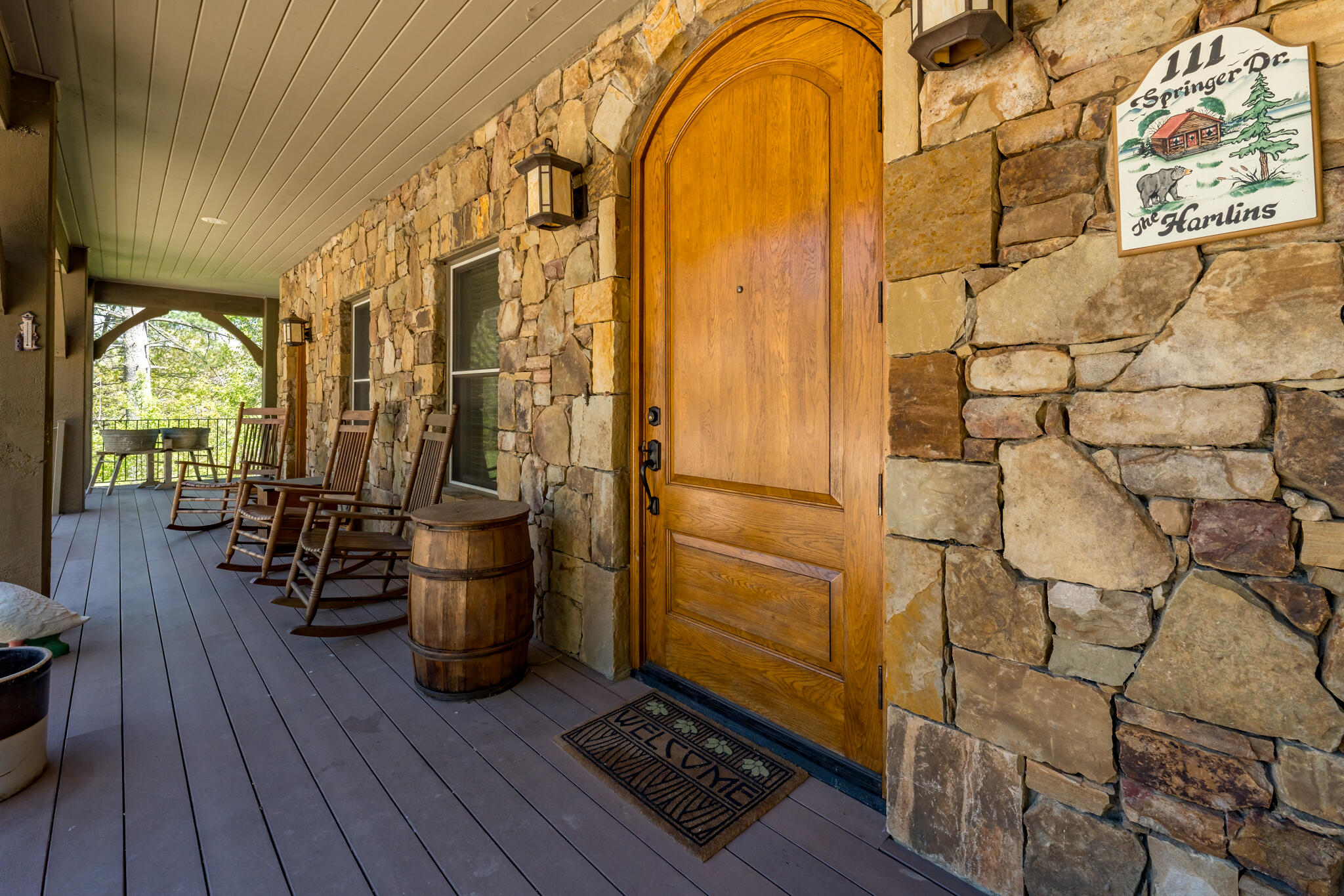 PORCH COVERED & 2 ELEGANT WOOD DOORS!