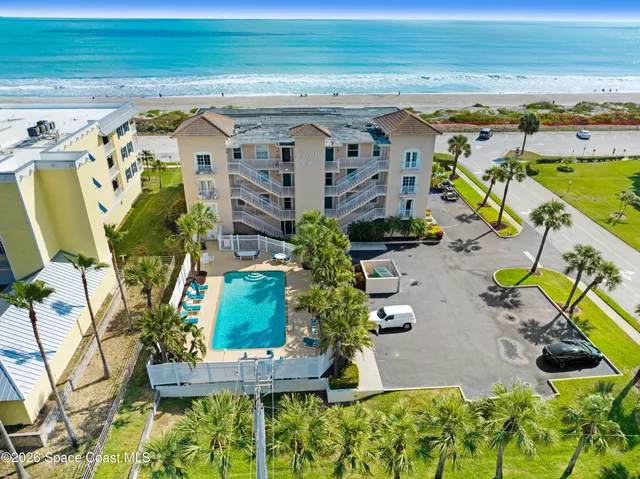 a view of a swimming pool with an outdoor space