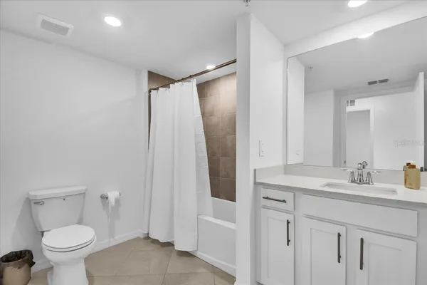 a view of a lake and city