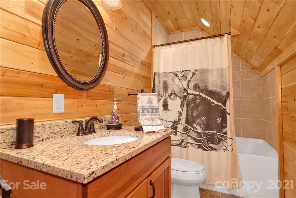 210 Angel Falls Road Clyde, NC 28721 - Photo 31 of 40 a bathroom with a sink and a mirror