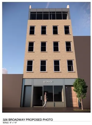 a black and white building with black windows