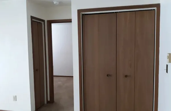 a view of a closet area with hallway