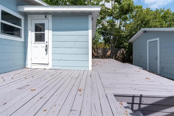 a view of backyard of house