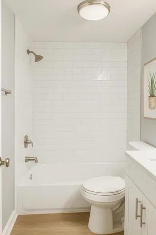 a bathroom with a toilet and a bathtub