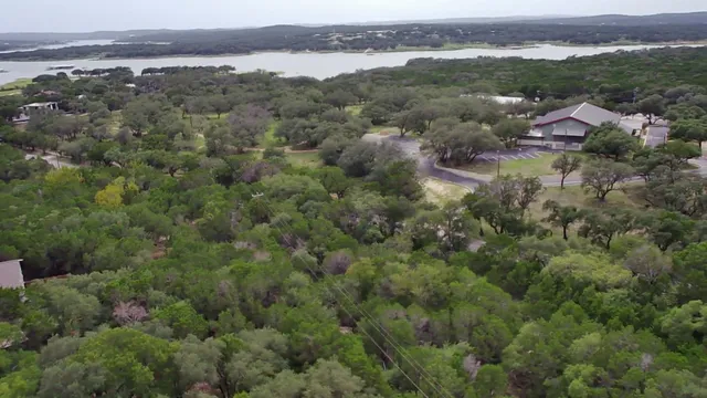 an aerial view of a town with couple of houses