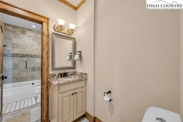 a room with storage and a table