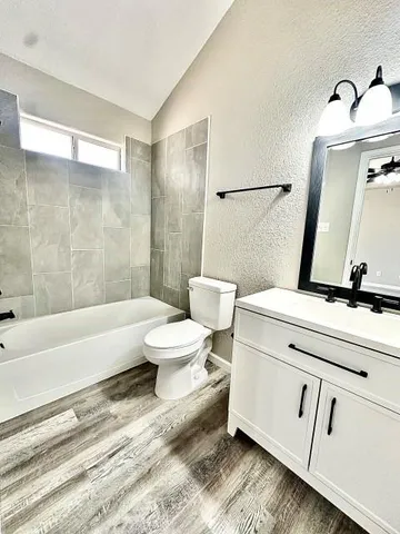 a bathroom with a toilet a sink and a bathtub