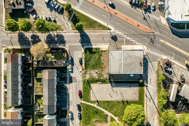 an aerial view of a building