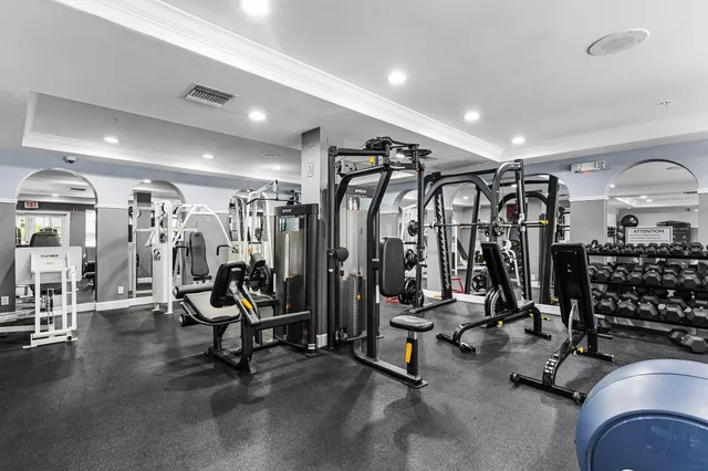 a view of a room with gym equipment