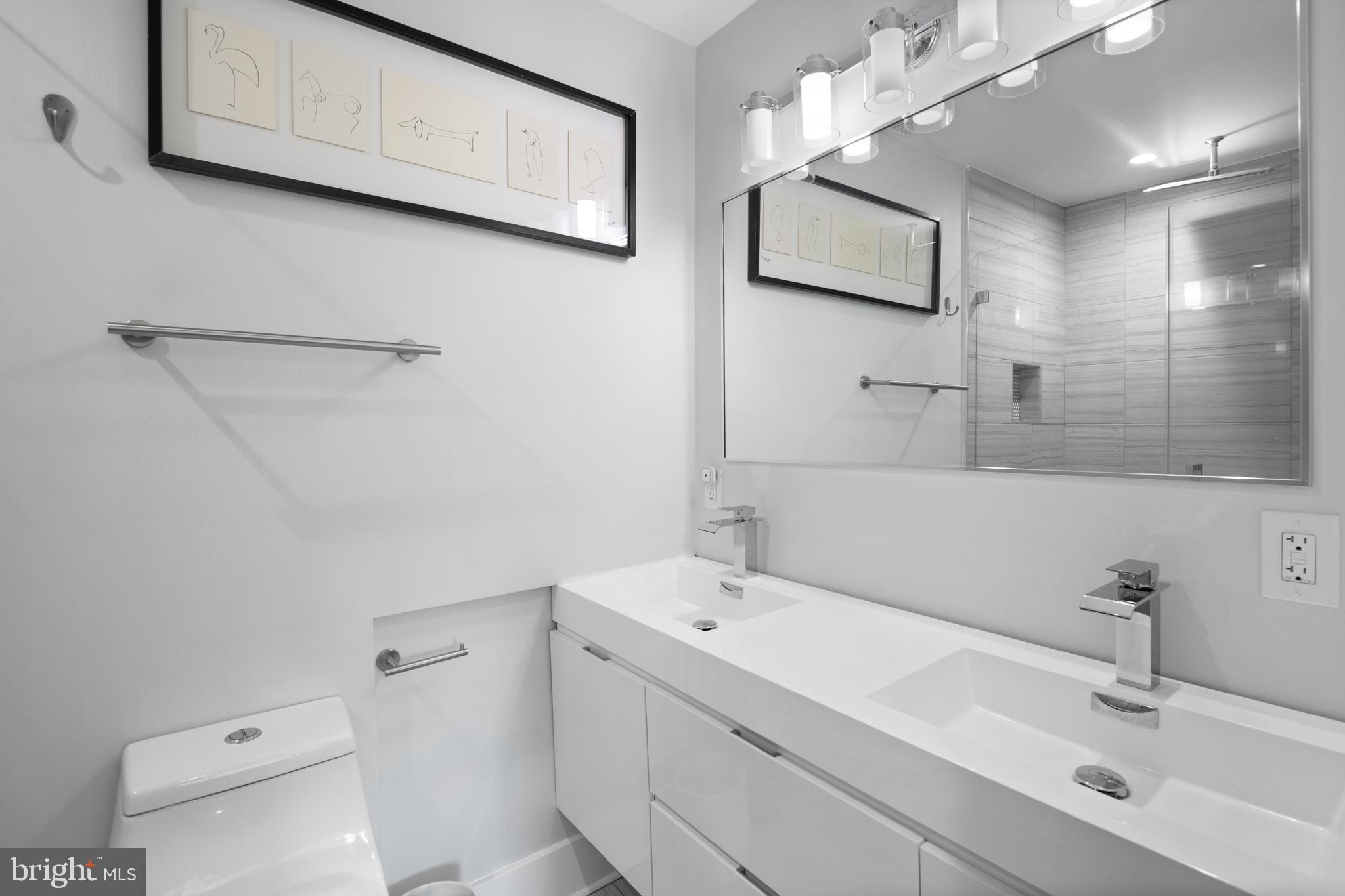 6303 9th Street Northwest Washington, DC 20011 - Photo 23 of 45 a bathroom with a sink a toilet and mirror