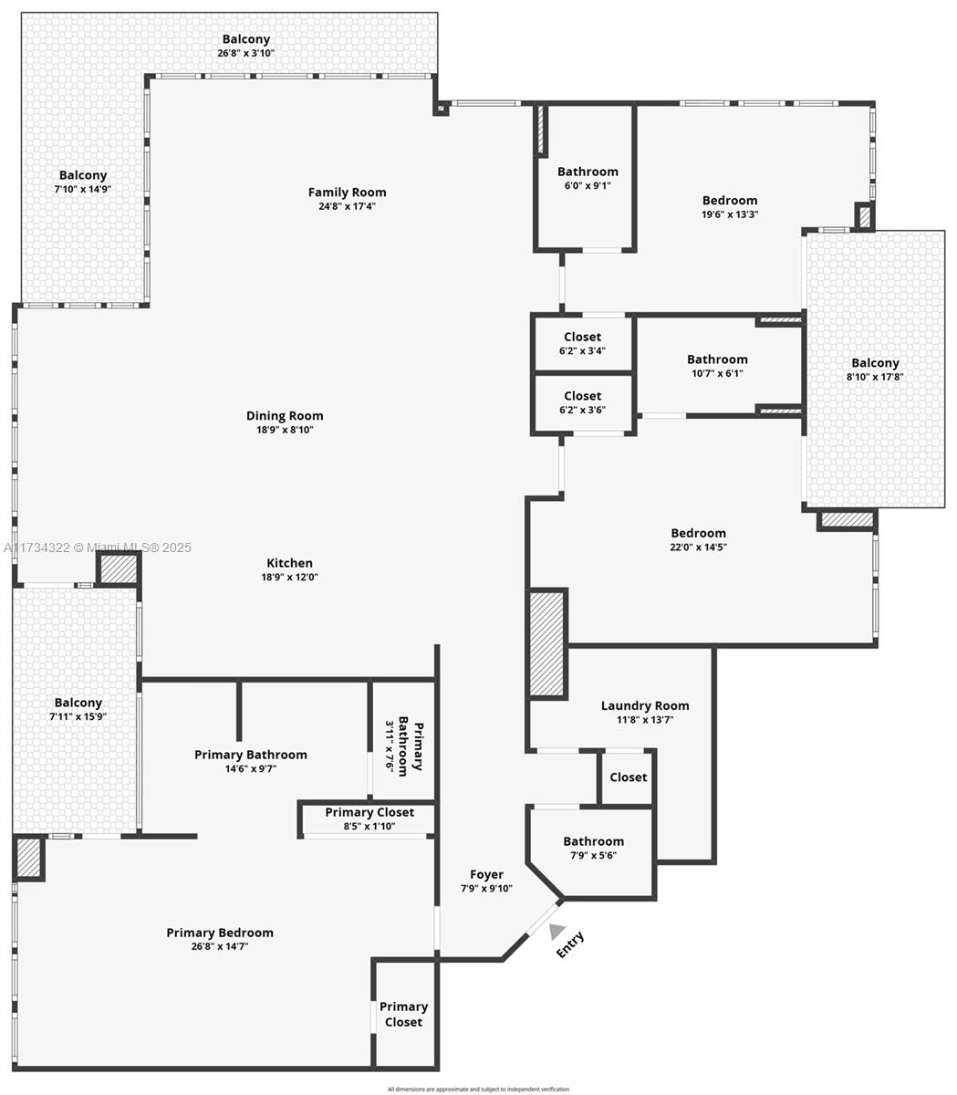 2205 South Surf Road, Unit 4A Hollywood, FL 33019 - Photo 71 of 71 2,606 sq ft3 bedrooms, each with its own bathroom and walk-in closet, 3 balconies plus powder room. kitchen with long island, dinning room and living room.