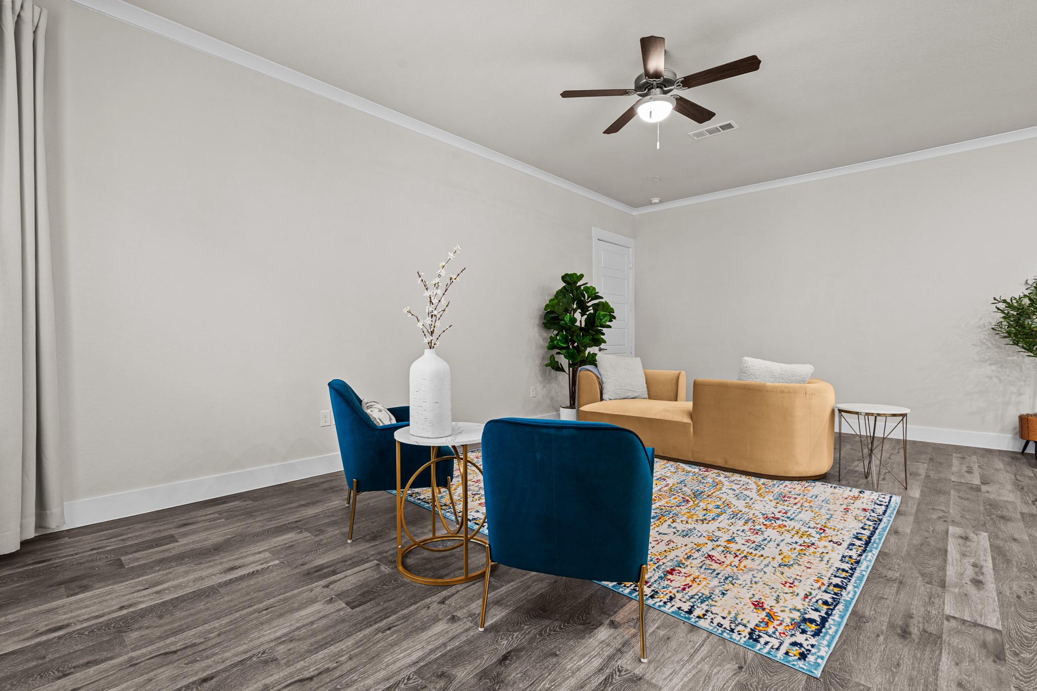 865 Limmer Loop, Unit 1014 Hutto, TX 78634 - Photo 2 of 37 a living room with furniture and a potted plant