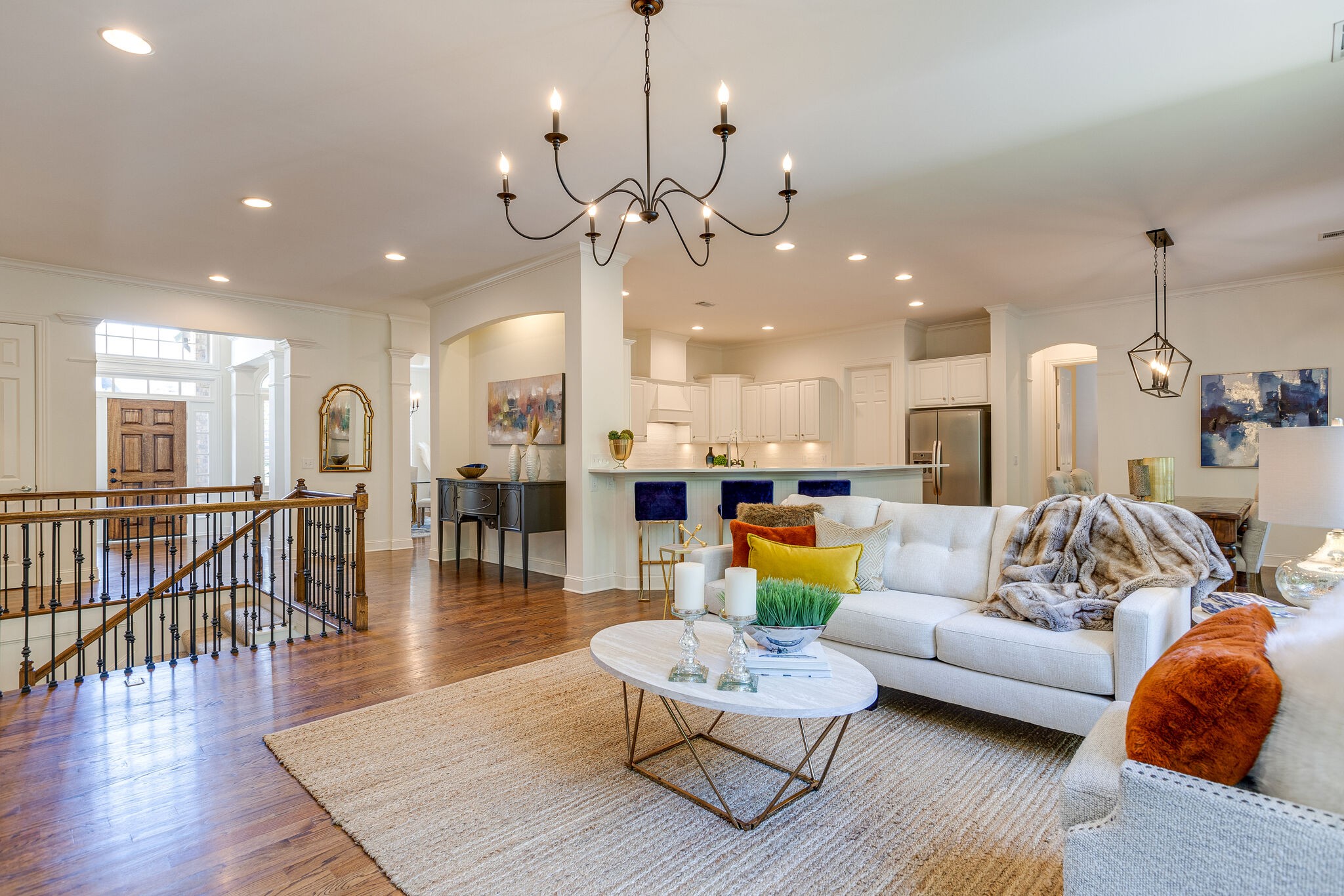 1327 Cottingham Drive Franklin, TN 37067 - Photo 14 of 70 a living room with furniture kitchen view and a wooden floor