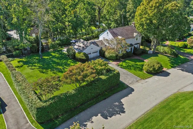 a view of a garden with a pathway