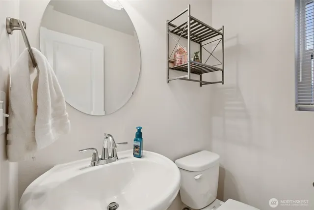 a bathroom with a sink a mirror and a toilet