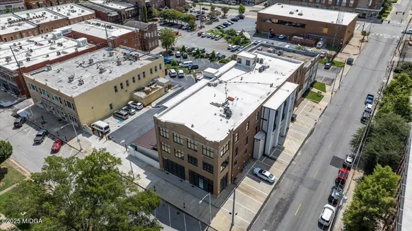 an aerial view of a city