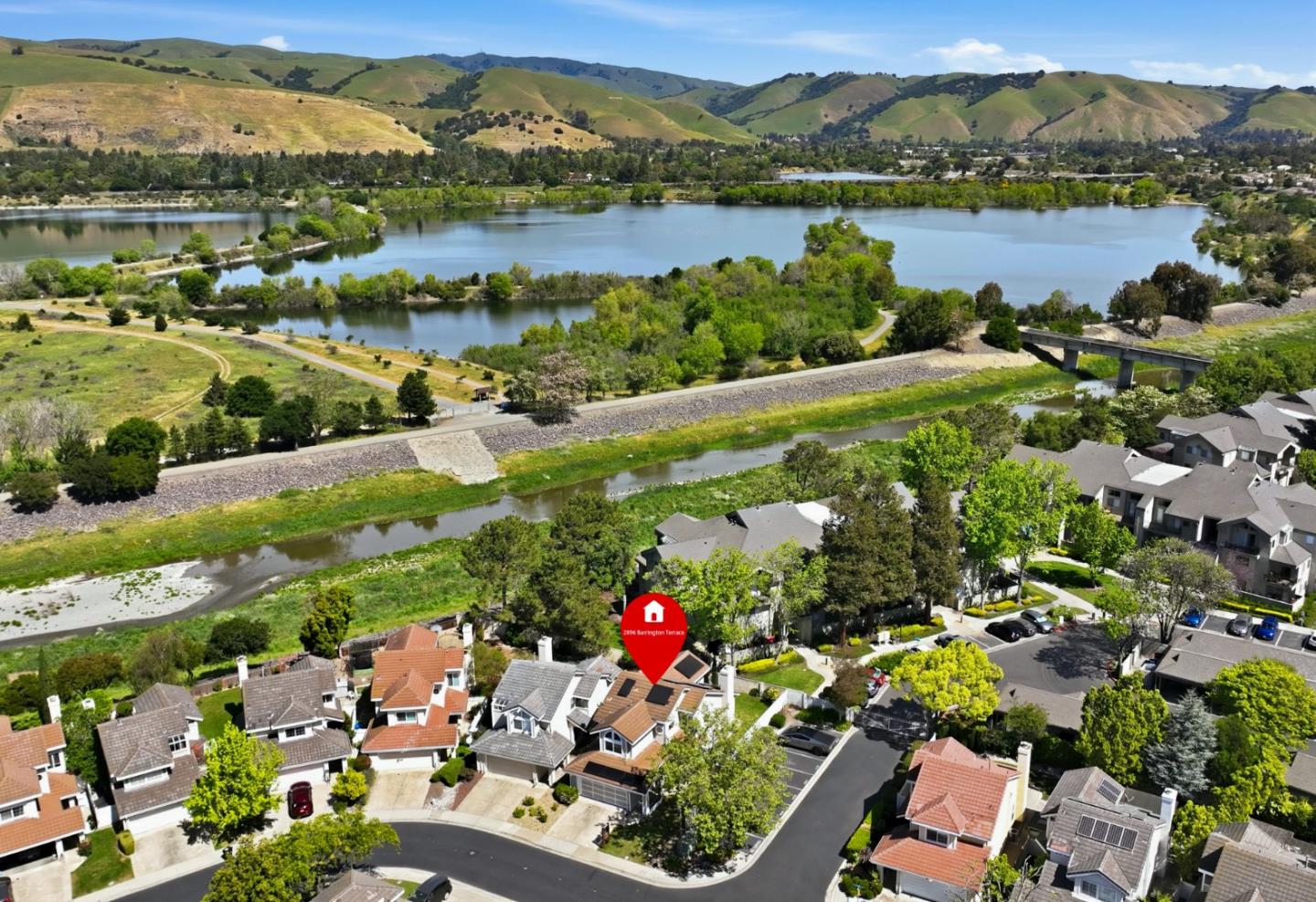 2896 Barrington Terrace Fremont, CA 94536 - Photo 56 of 64 an aerial view of lake residential house with outdoor space and seating