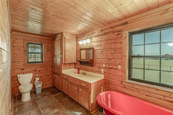 a bathroom with a sink a toilet and mirror