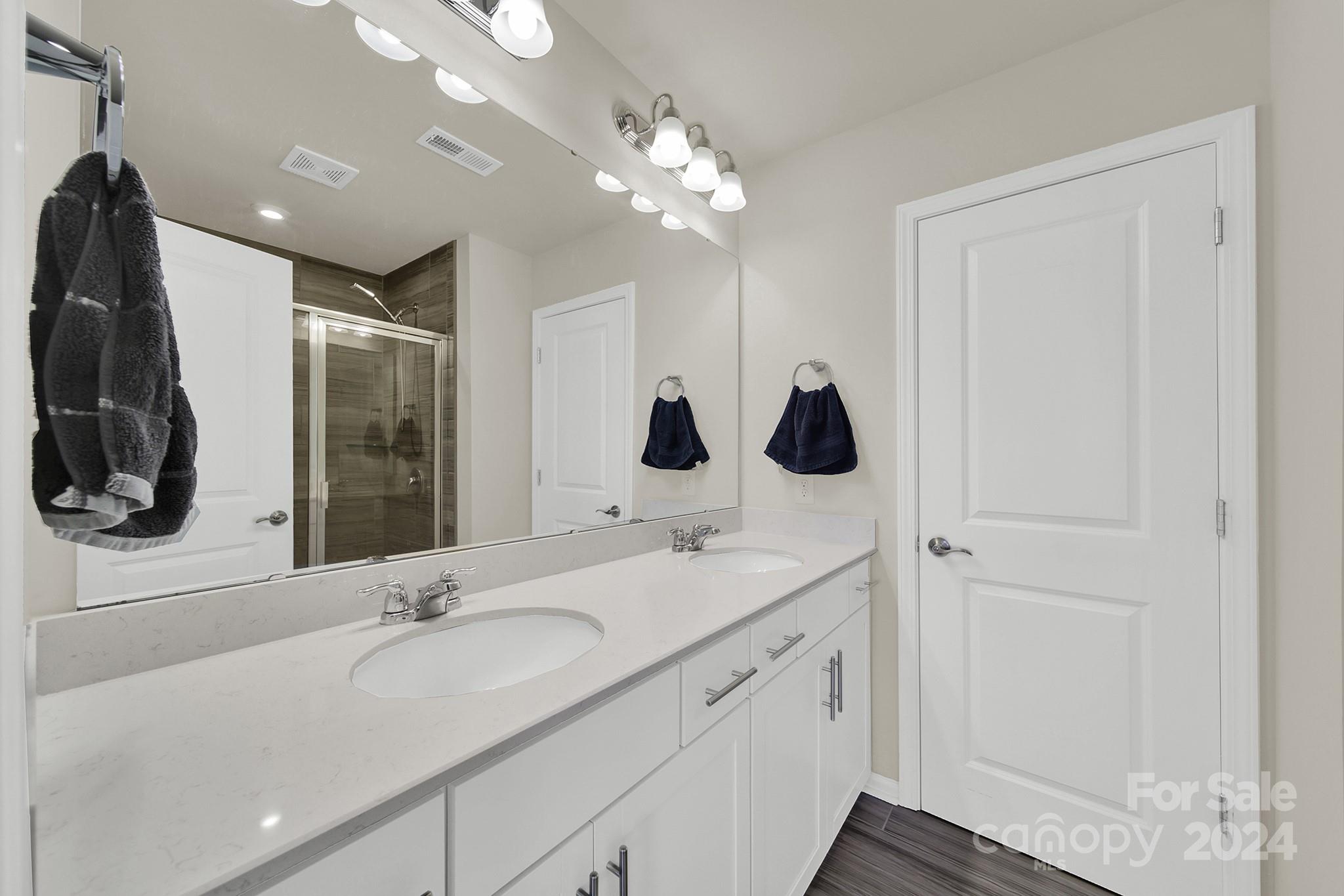 818 Canoe Song Road Fort Mill, SC 29708 - Photo 25 of 36 a bathroom with a double vanity sink and a mirror