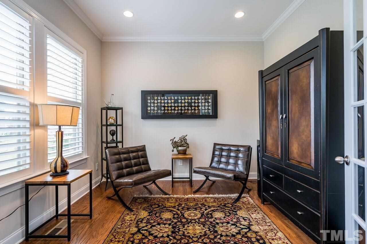 5268 Aleppo Lane Raleigh, NC 27613 - Photo 13 of 30 Main floor office with glass french doors and hardwoods and recessed lighting!