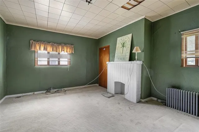 an empty room with windows