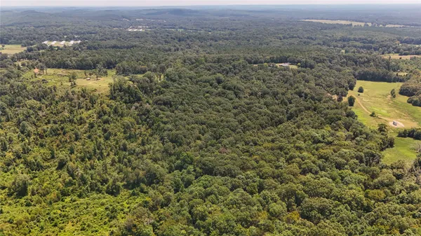 an aerial view of residential house with parking space and trees